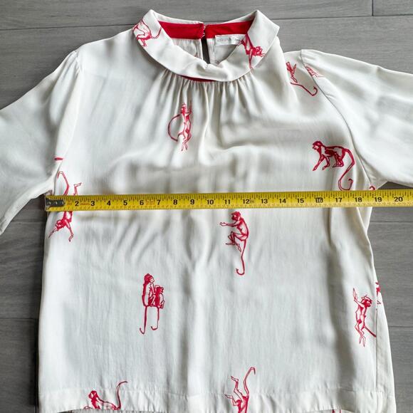 Stine Goya Missy Blouse with Red Monkey Print Size L - Picture 6 of 8
